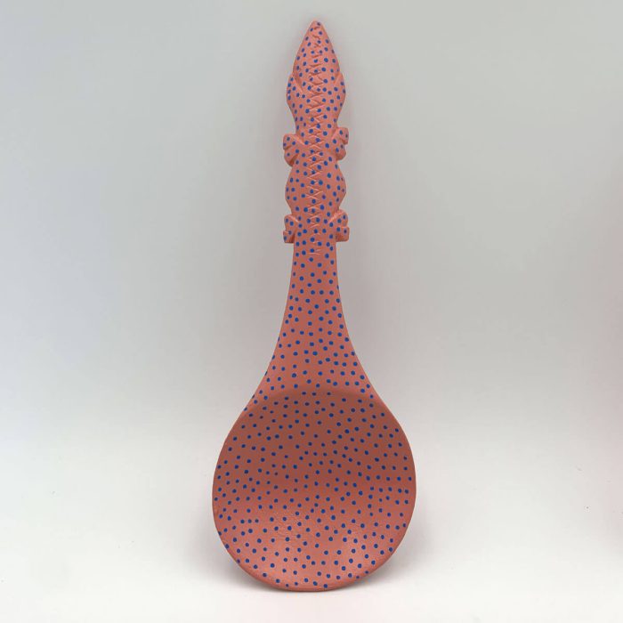 Hand painted wooden Spoon & Fork Set - pink & blue - Image 4